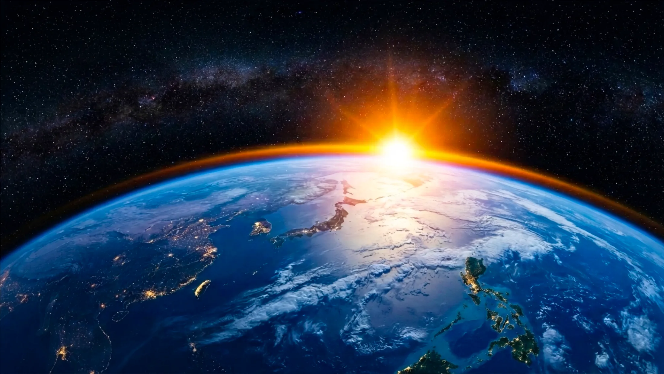 Earth from space at sunrise